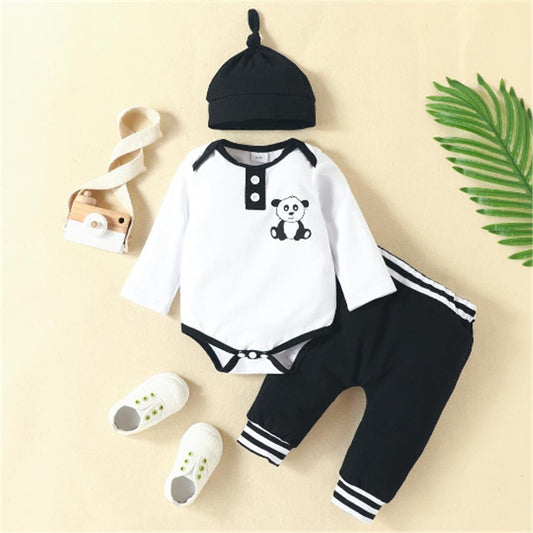 Baby Boy Clothes Set Panda Printed Bodysuit - BTGR8452