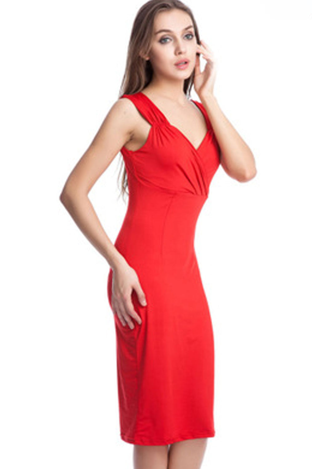 Ketty More Women Graceful Solid Color Sleeveless Cocktail Evening Dress-KMWD252