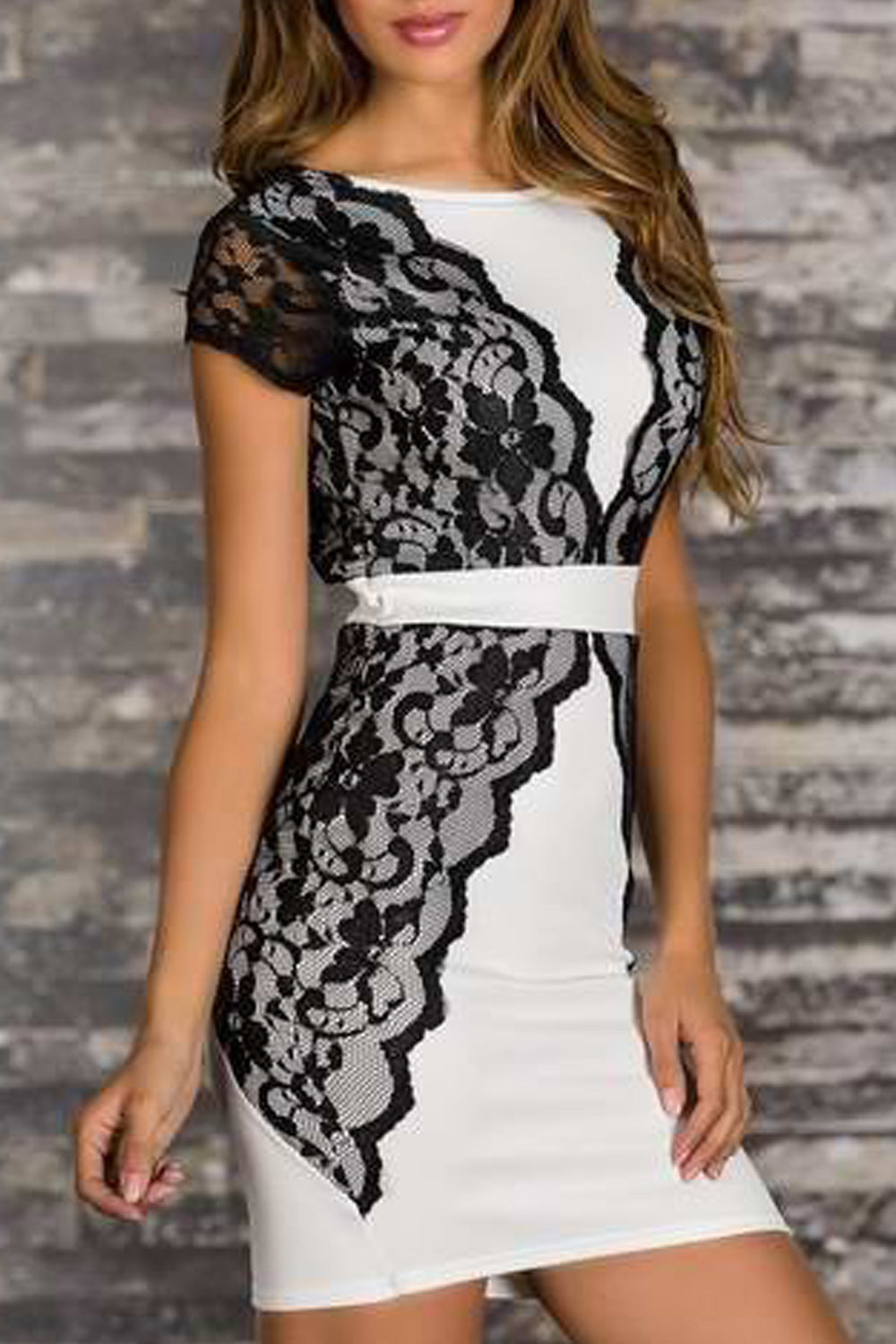 Ketty More Women Fashion Lace Decorated Cap Sleeve Bodycon Dress-KMWD115