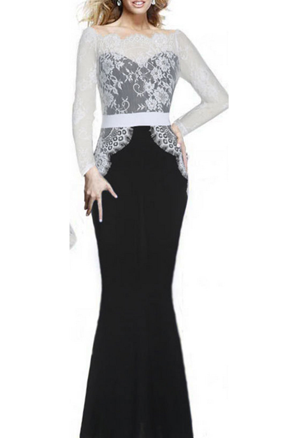Ketty More Women's Big Swing Lace Design Fishtail Skirt Style Long Dress-KMWD118