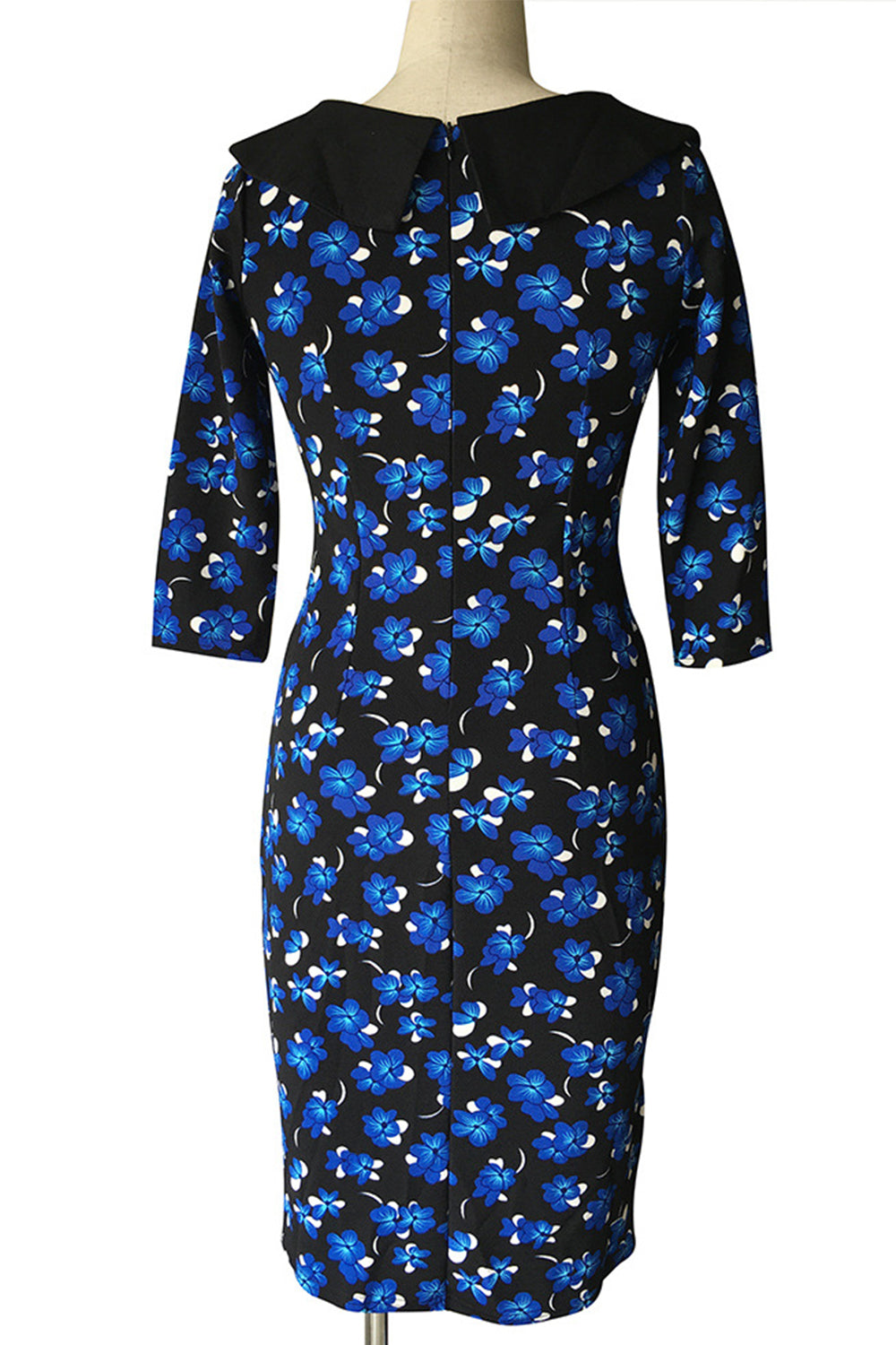 Ketty More Women Classic Blue Orchids Flowers Printed Bodycon Dress-KMWD370