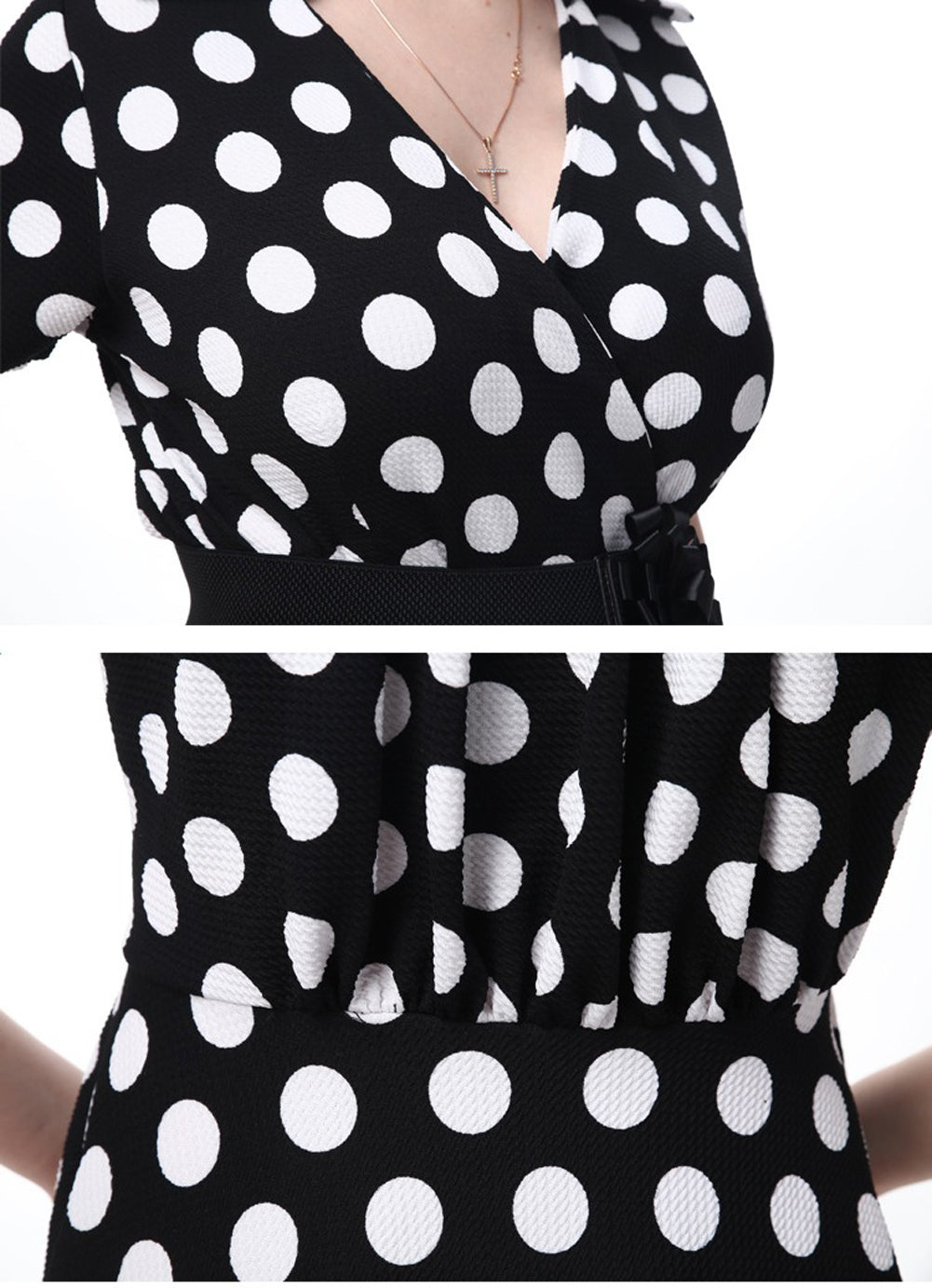 Ketty More Women Collar Neck Plus Size Polka Dots Dress-KMWD284