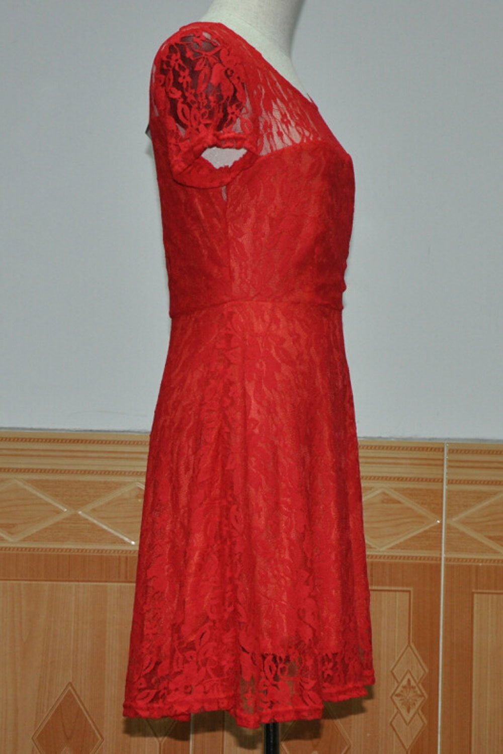 Ketty  More Women Halter Style Round Neck Short Sleeves Dress-KMWD156