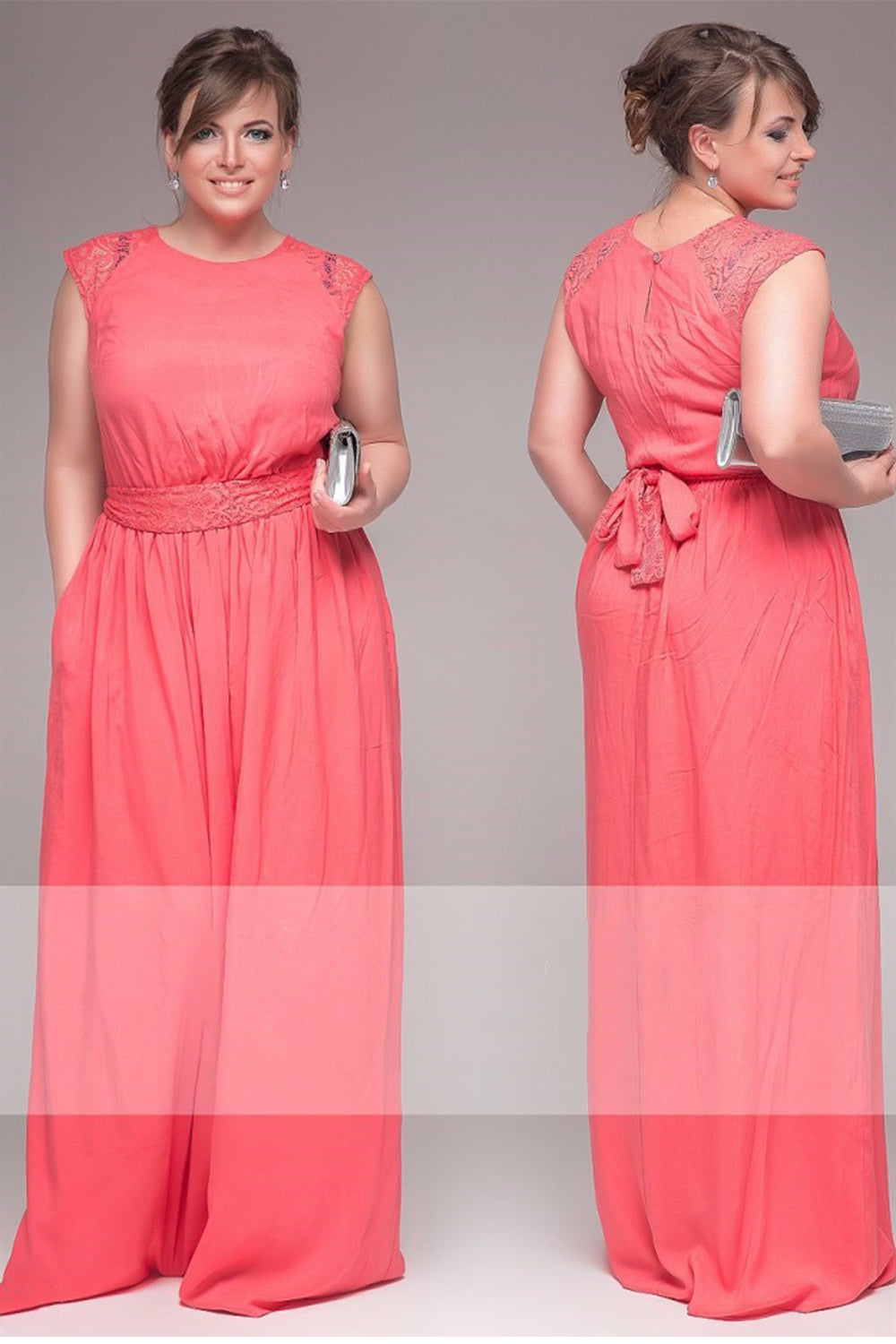 Ketty More Women Plus Size Lace Belt Fastening Long Loose Gown-KMWD481