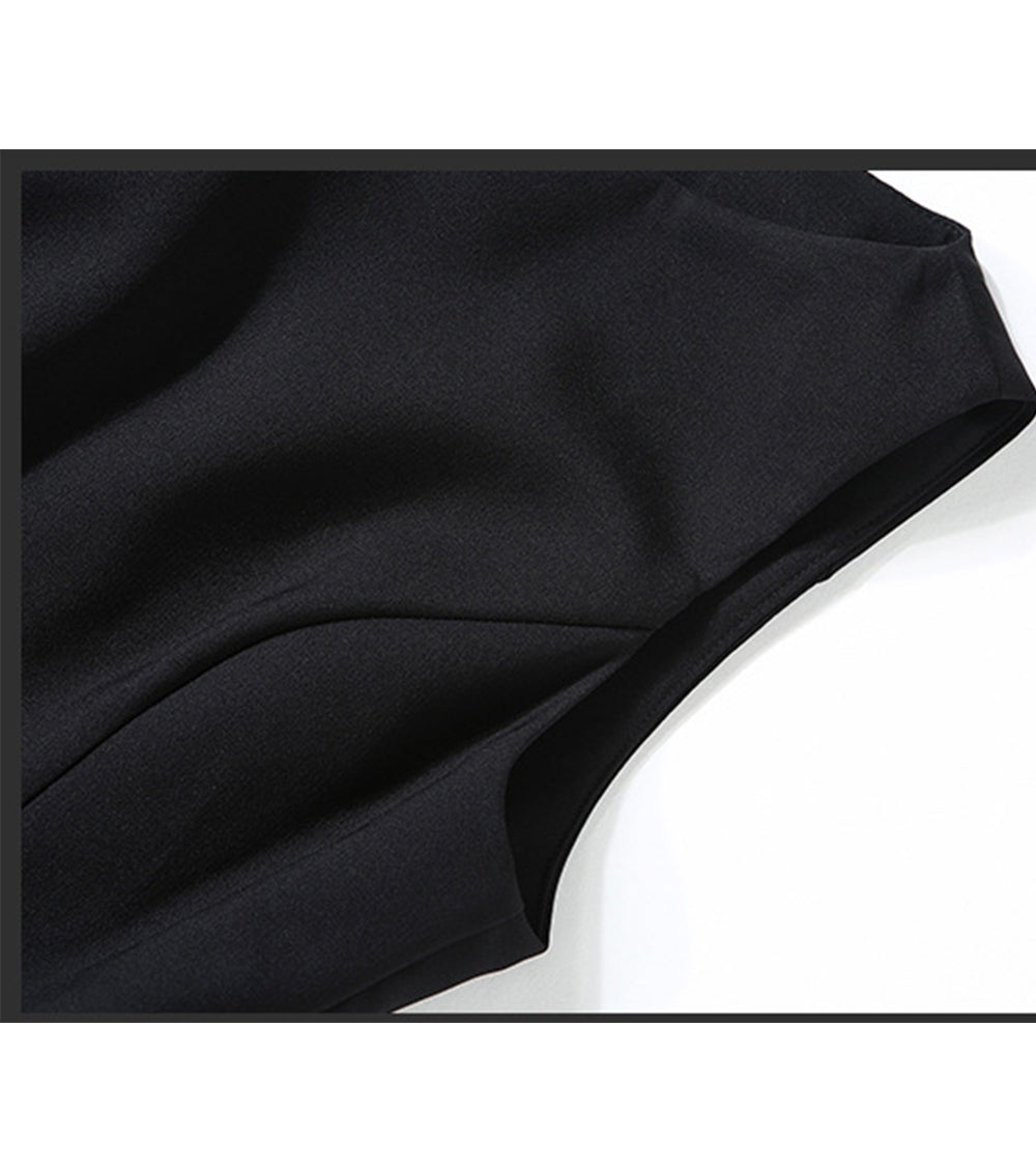 Ketty More Women Long Beautiful Irregular Shape Chiffon Dress Black-KMWD040