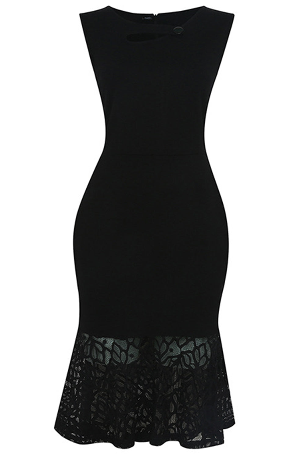 Ketty More Women Sleeveless Lace Decorated Mermaid Style Dress Black-KMWD007