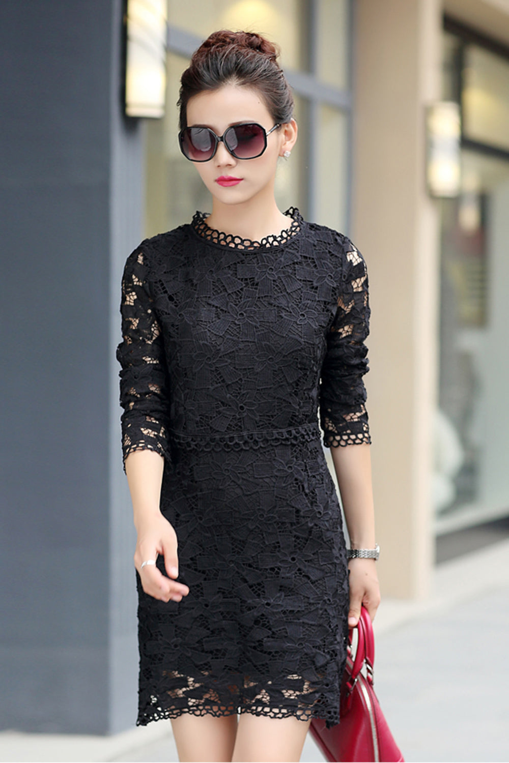 Ketty More Women Short Length Lace Decorated Shift Dress-KMWD409