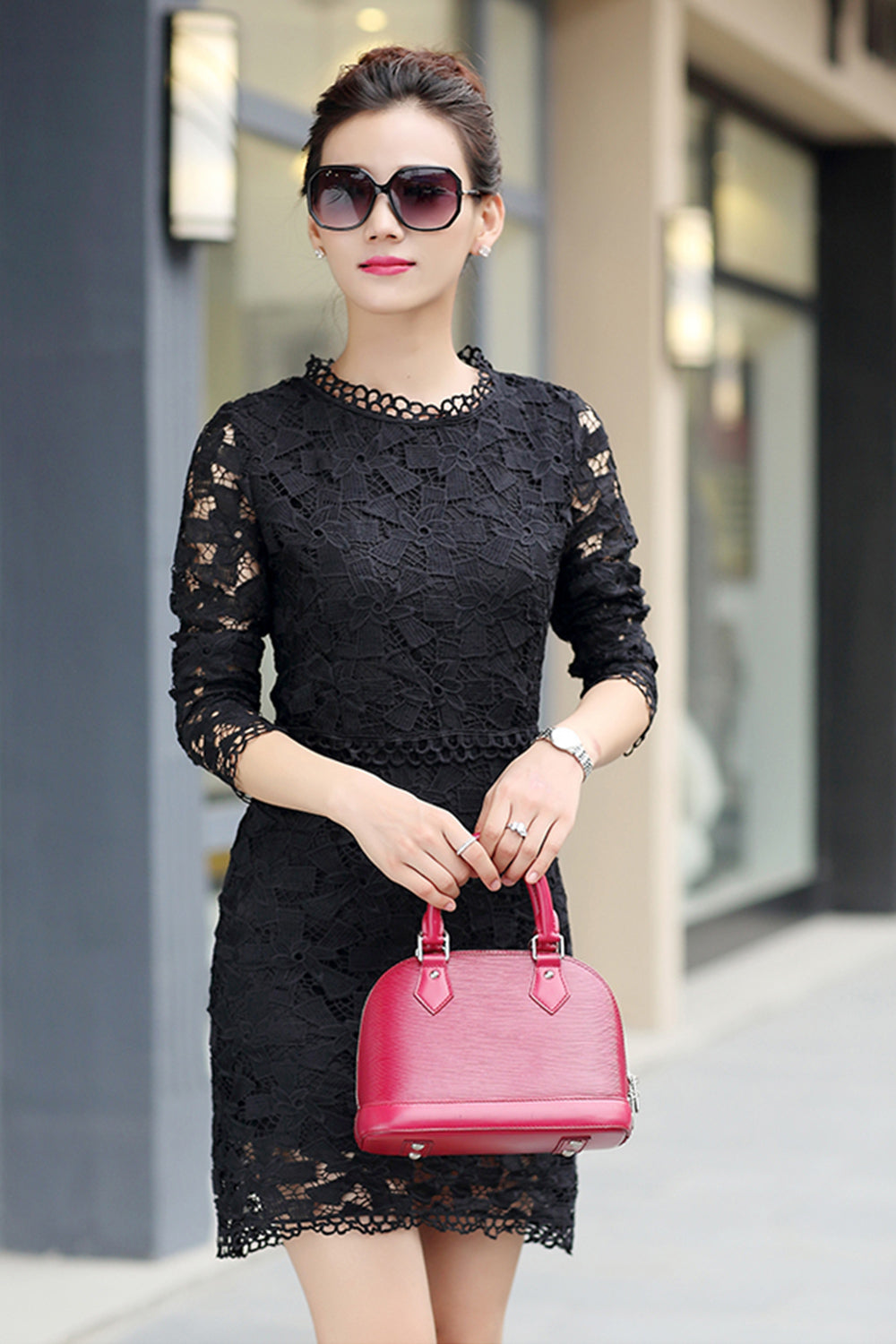 Ketty More Women Short Length Lace Decorated Shift Dress-KMWD409