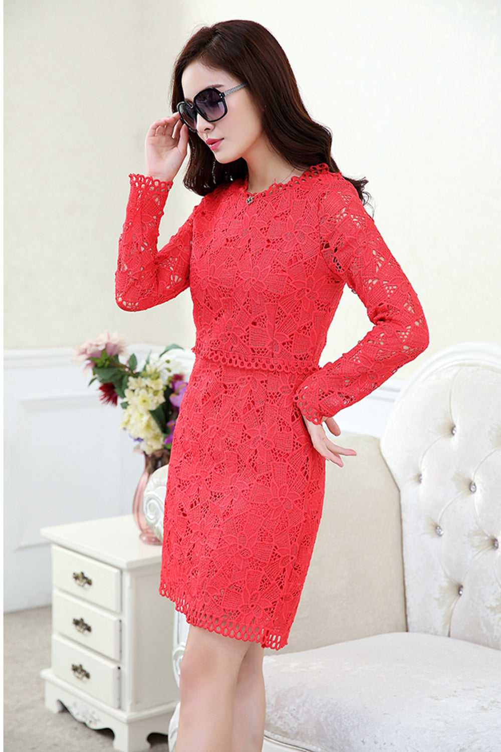 Ketty More Women Short Length Lace Decorated Shift Dress-KMWD408