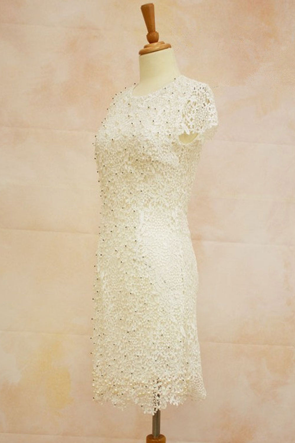 Ketty More Women's Stereo Flower Embroided Short Sleeves Wedding Dress-KMWD240