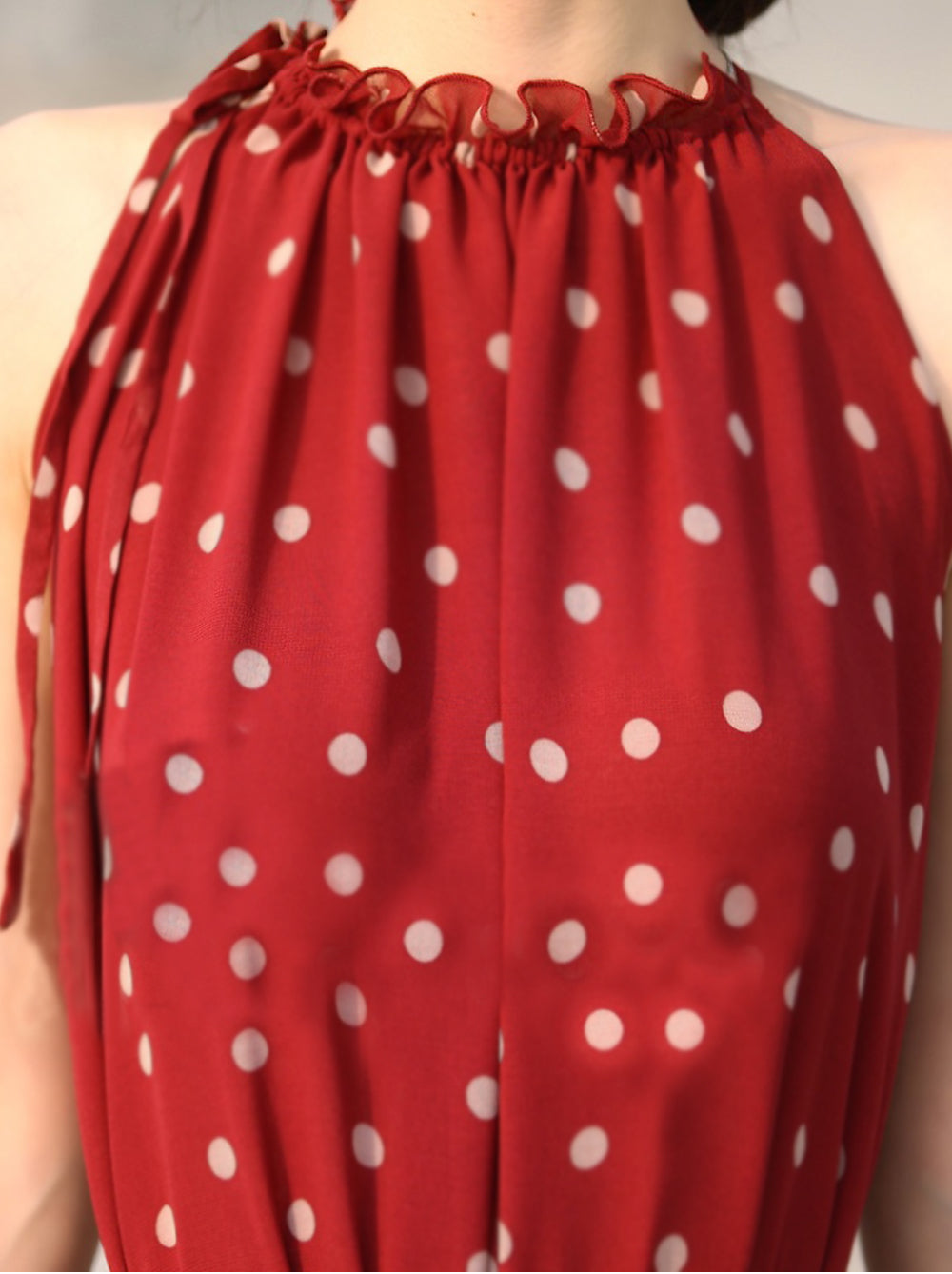 Ketty More Women See Through Long Sleeve Polka Dot Skirt Dress-KMWD416