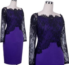 Ketty More Women's Lace Design Neck Full Sleeves Dress-KMWD072