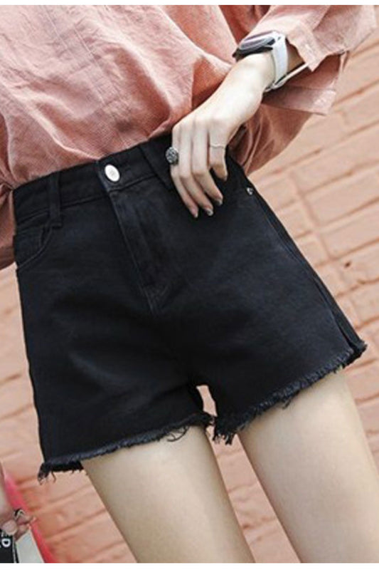 Ketty More Women Elegant Styled Solid Colored Summer Fringed Loose Breathable Denim Short-WSH103998