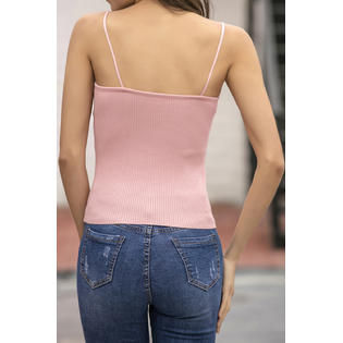 Ketty More Women Delightful Solid Colored Thin Straped Shoulder Summer Relaxed Fit Pullover Casual Blouse-KMWSB842
