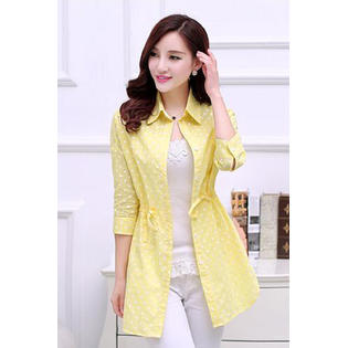 Ketty More Women Front Open Easy Collar Neck Awesome Solid Colored Restful Elbow Sleeve Summer Casual Shirt-KMWSB859