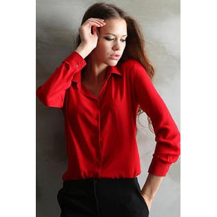 Ketty More Women Collar Neck Formal Long Sleeve Nylon Shirt-KMWSB793