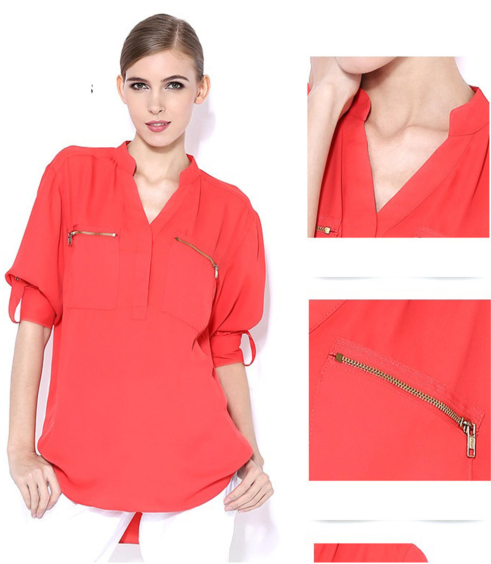 Ketty More Women Long Sleeve Crepe Collar Neck Shirt-KMWSB740