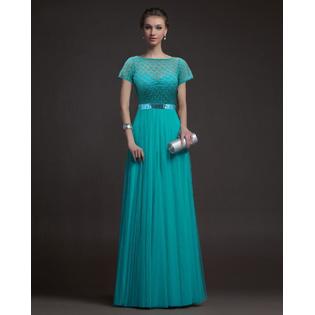 Women Relaxed Fit High Waist Thin Short Sleeve Elegent Solid Colored Round Neck Long Length Dress-KMWD441