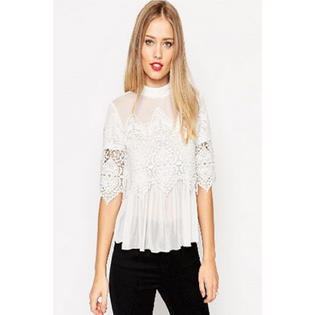 Ketty More Women Designing Bust High Neck Lace Top-KMWSB777
