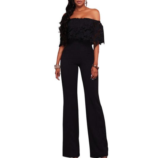 Ketty More Ketty More Women Off Neck Lace Up Bust Long Jumpsuit-KMWDC63531