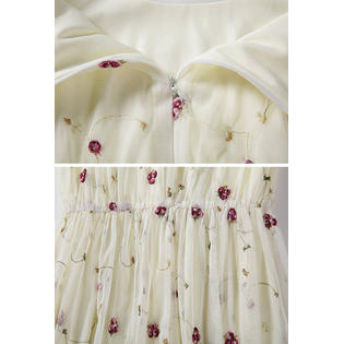 Ketty More Women's Floral Printed Gauze Skirt Style Sleevless Dress-KMWD139