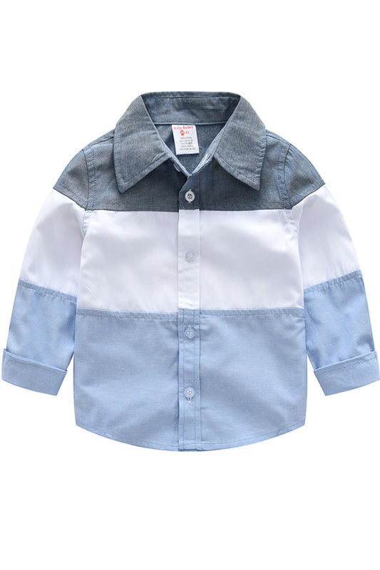 Kids Boys Contrast Long Sleeve Cotton Shirt - C10831TCKBS