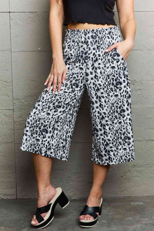 Women's Ninexis Leopard High Waist Flowy Wide Leg Pants with Pockets
