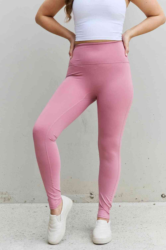 Women's Zenana Fit For You Full Size High Waist Active Leggings in Light Rose