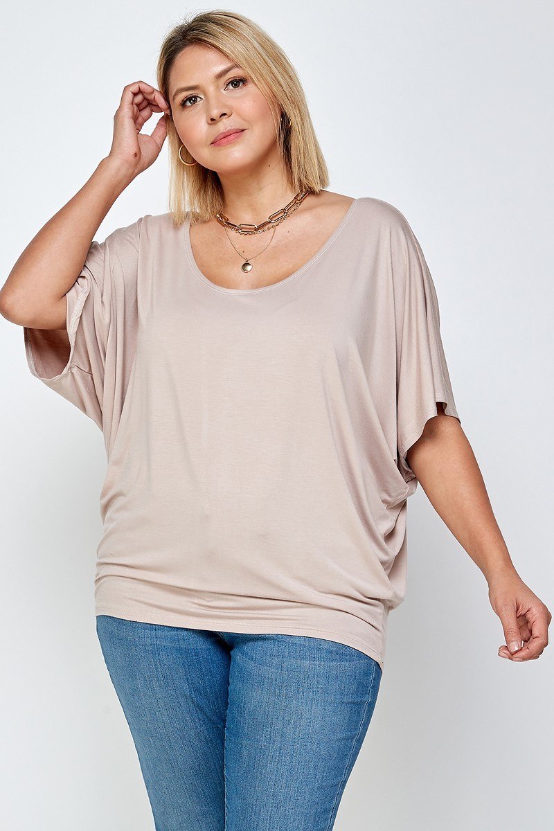 Women's Plus Solid Knit Top, With A Flowy Silhouette