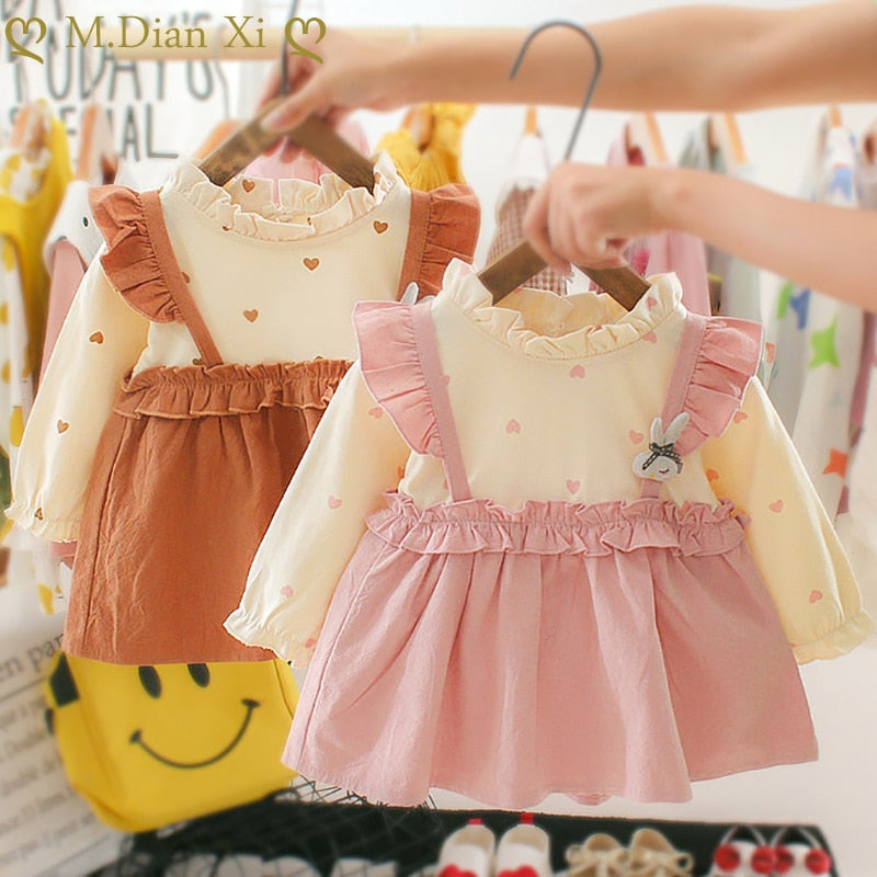 Autumn Toddler Girls Dress Cotton Baby Dress Heart Print Party Dresses - BTGD8485