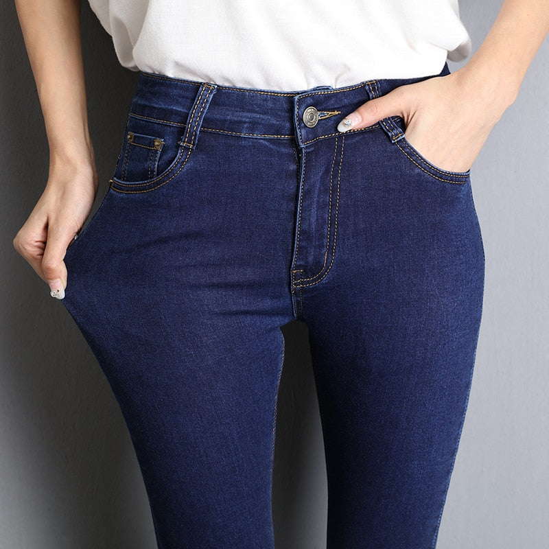 Women's Jeans High Elastic Waist Stretch Denim Jeans Washed Skinny Pencil Pants - WJN0021