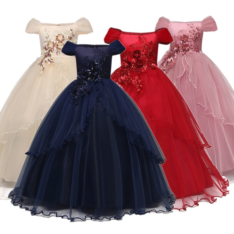Kids Girls Summer Wedding Elegant Design Evening Party Dresses - KGD8347