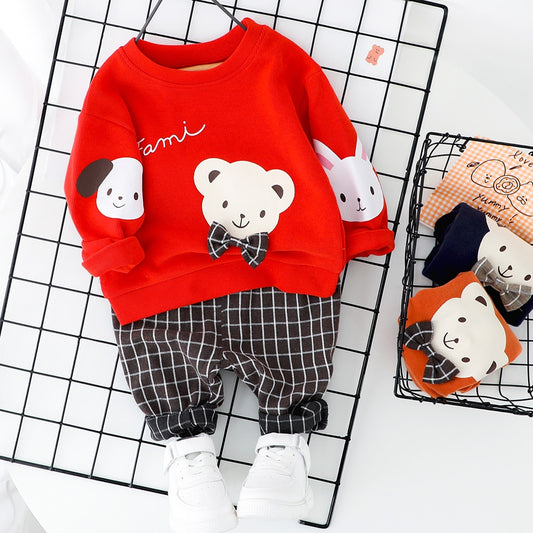 Cartoon Animals Print Clothes for Boys & Girls Soft Cotton Long Sleeve Autumn Outfits - BTGO8419