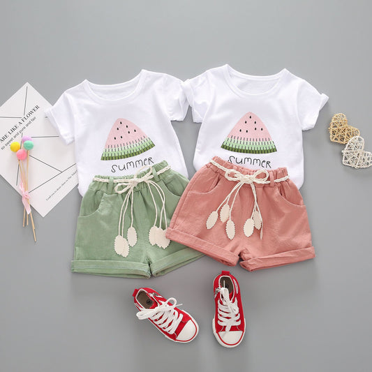 Baby&Toddler Girls Summer Cotton t shirt + Shorts 2 pieces Outfits - BTGO8396