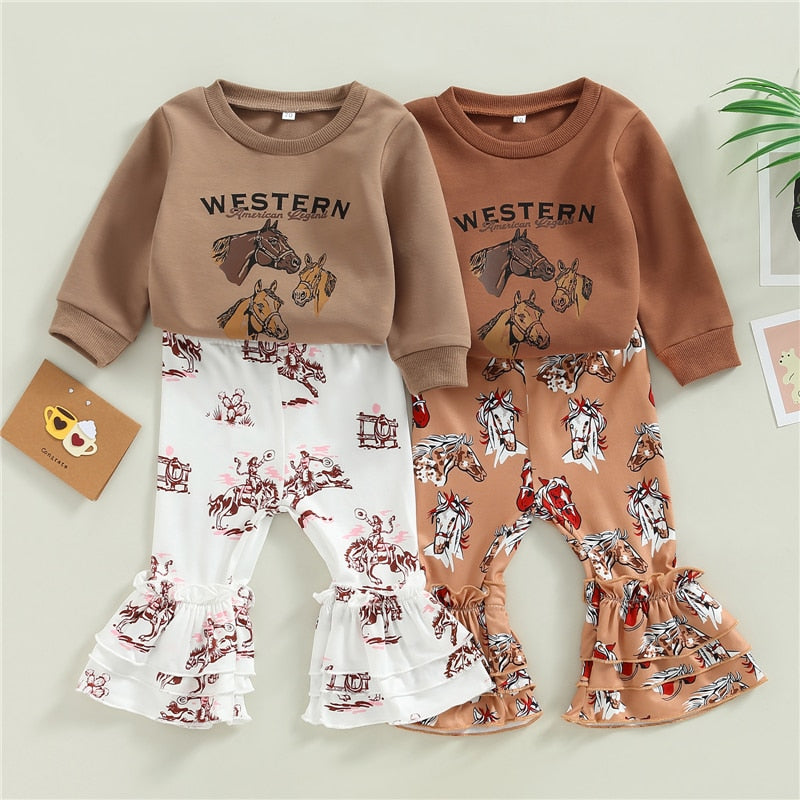 Toddler Girls Spring Autumn Baby Girls Clothes Set Letter Print Long Sleeve Pullovers 2Pcs Suit