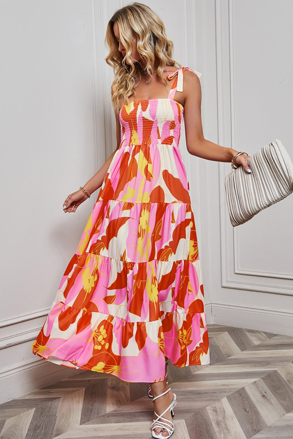 Summer Slit Dress Beach Dot Holiday Dresses for Women - WD8204