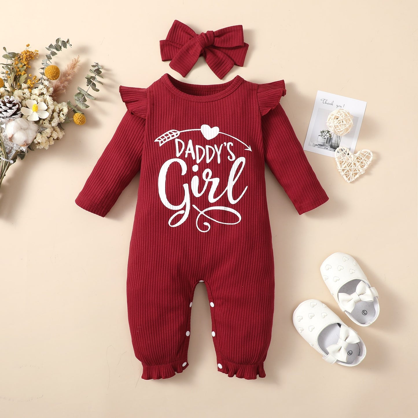 Newborn Romper Infant Baby Girl Letter Print Jumpsuit - BTGR8437